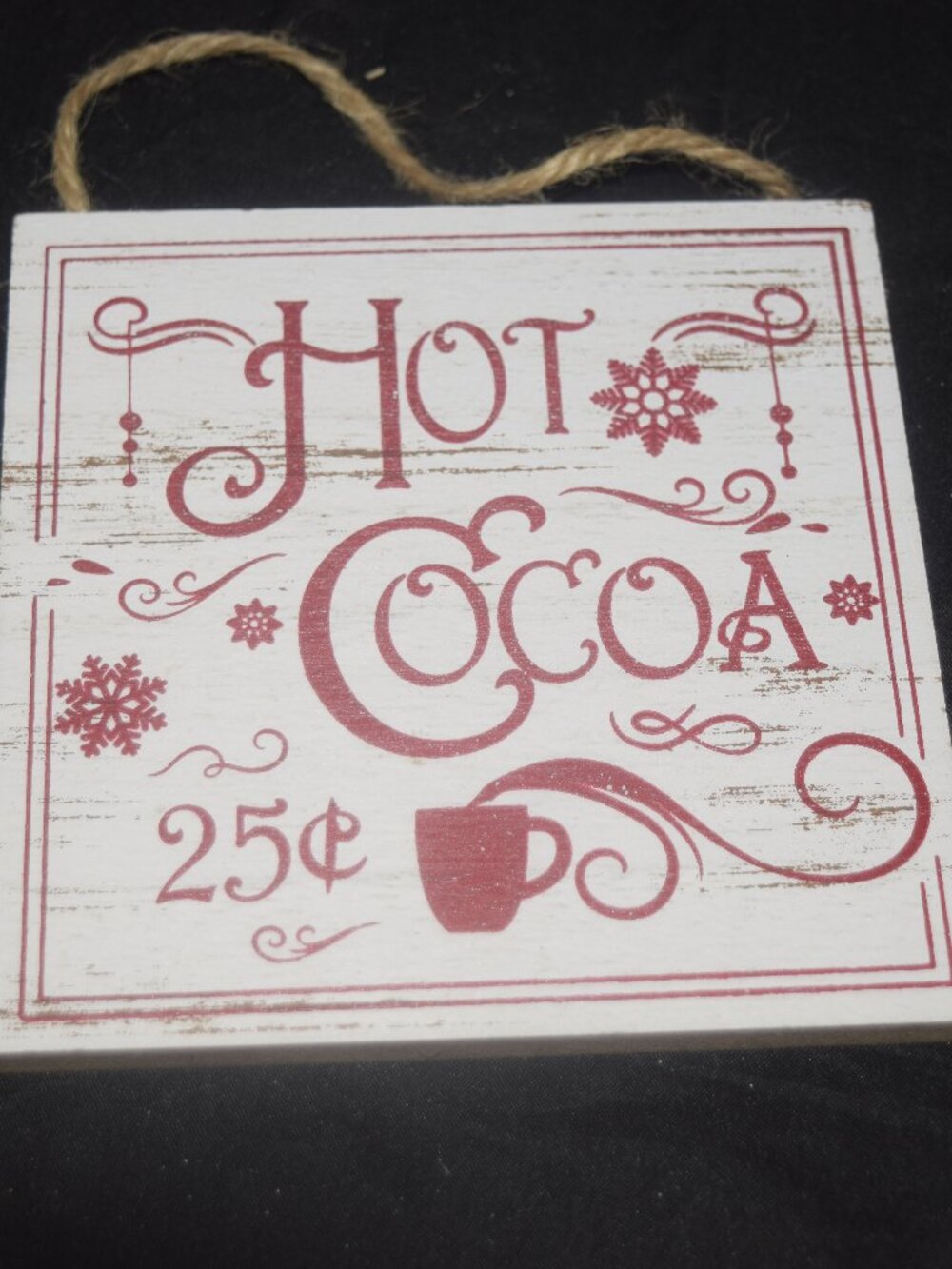 Rustic "Hot Cocoa 25¢" Wooden Sign – Farmhouse Kitchen & Cocoa Bar Decor